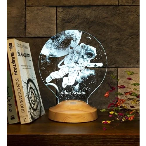 Astronot, Kozmonot, Astronot Hediyesi, Uzay Hediyesi, Kişiye Özel 3D Led Lamba