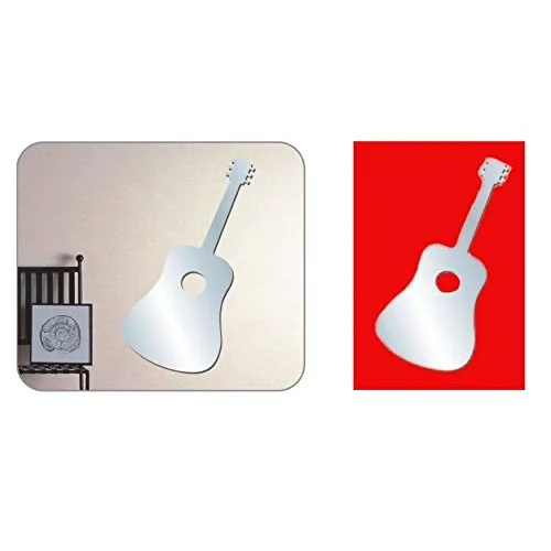 Aynalı Duvar Süsü (sticker) Gitar Şekilli