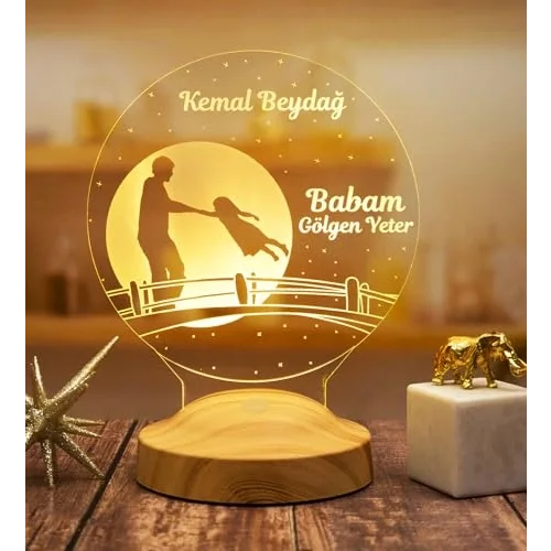 Babalar günü Hediyesi, Canım Babam Kız Figürlü Babalar Günü Hediyesi Led Lamba