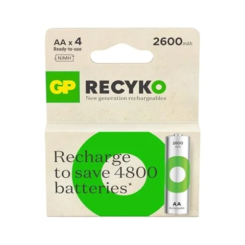 Batteries ReCyko 2600 AA Kalem Ni-MH Şarjlı Pil, 1.2 Volt, 4lü Kart