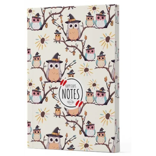 Baykuş 7 - Yan Boyamalı Çizgili Defter