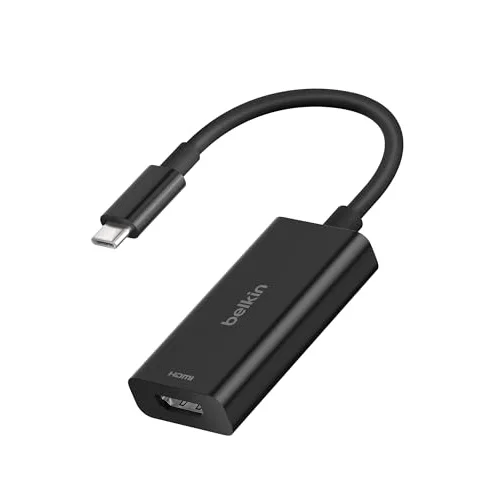 Belkin USB-C - HDMI 2.1 adaptörü, 11 cm kablo, 60 Hzde 8K, 120 Hzde 4K, HDR, HBR3, DSC, HDCP 2.2, USB-IF, MacBook, iPad Pro gibi USB-C cihazlar için