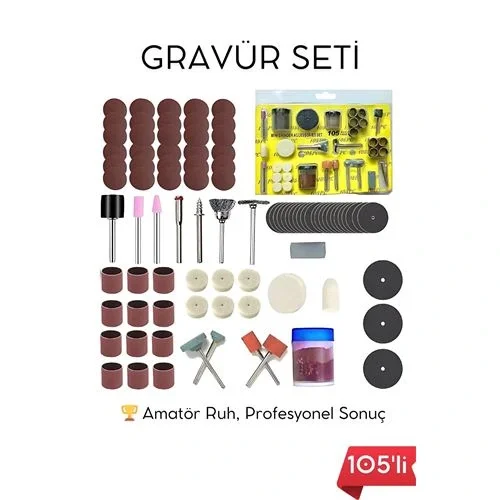 Mey İthalat® 105 Parça Profesyonel Çok Amaçlı Zımpara Taşlama Gravür Kesme Cilalama Uç Seti Dremel Uyumlu