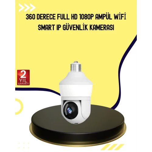 Mey İthalat® 1080P Görüntü Kaliteli Wi-Fi Ampul Tipi Güvenlik Kamerası
