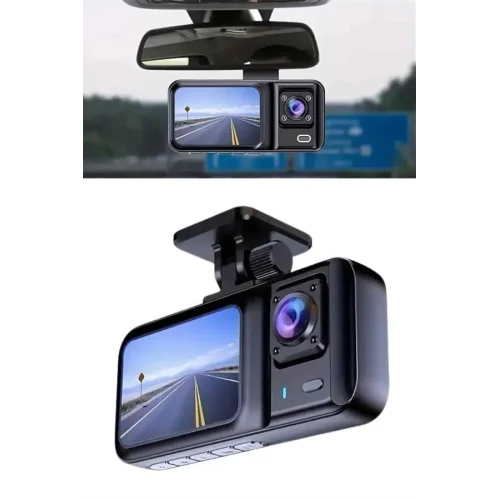 Mey İthalat® 1080p Sürüş Kaydedici 2 İnç Araç Araba Ön İç Arka DVR IPS Ekran