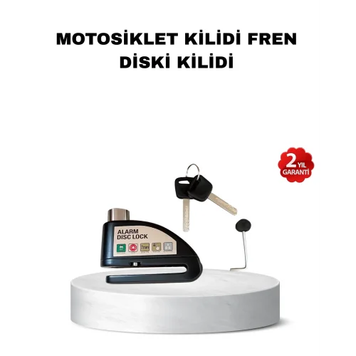 Mey İthalat® 110 dB Alarmlı Disk Fren Kilidi Su Geçirmez Çelik Gövde Motosiklet Güvenlik