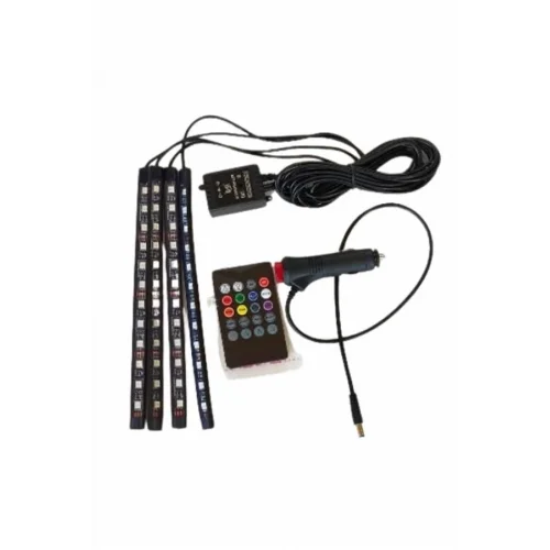 Mey İthalat® 12 Ledli RGB Işıklı Araç Içi Ayak Altı Led Oto Ampul Kumandalı 7 Renk