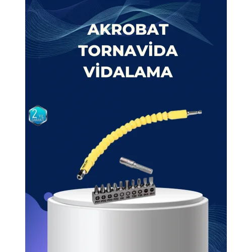 Mey İthalat® 12’li Akrobat Bits Vidalama Seti Esnek Uç Çok Yönlü Kullanım
