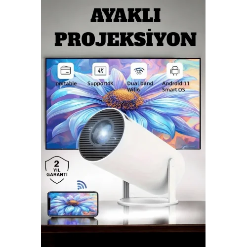 Mey İthalat® 130 İnç Geniş Ekran ve 4K Destekli Full HD Projeksiyon Cihazı