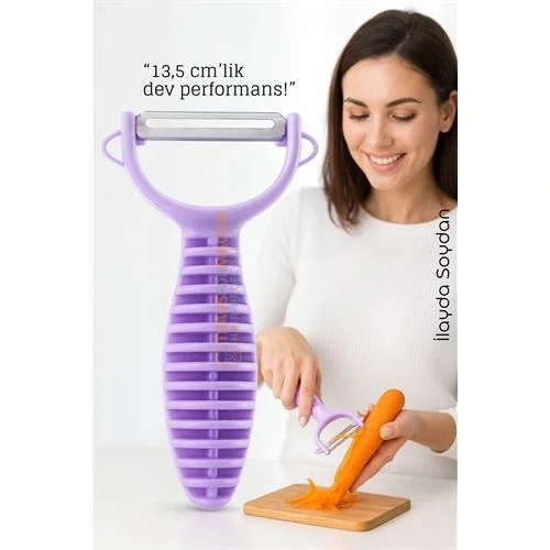 Mey İthalat® 13,5 cm Ergonomik Sebze Soyacağı – Renkli Tasarım, Paslanmaz Bıçaklı, Konforlu Kullanım