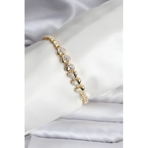 Mey İthalat® 14K Gold Renk Kaplama Kalp Model CM Kadın Bileklik