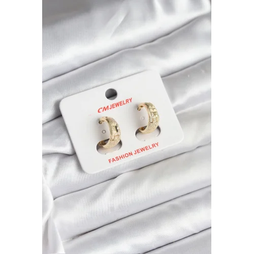 Mey İthalat® 14K Gold Renk Kaplama Lazer Halka CM Kadın Küpe