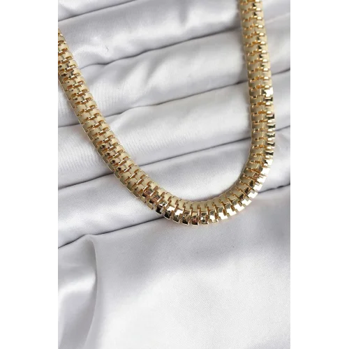 Mey İthalat® 14K Gold Renk Kaplama Zincir Modelli CM Kadın Kolye