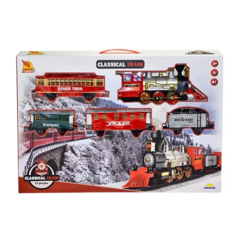 Mey İthalat® 1553 Klasik Tren Seti Sesli ve Işıklı 22 Parça