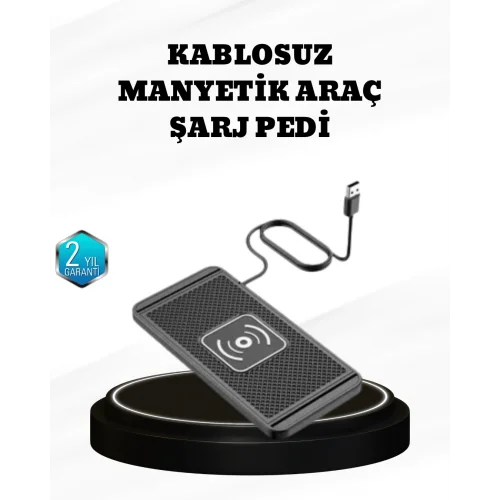 Mey İthalat® 15W Manyetik Kablosuz Şarj Pedi Araç Masa Kullanımına Uygun Qi Şarj Cihazı