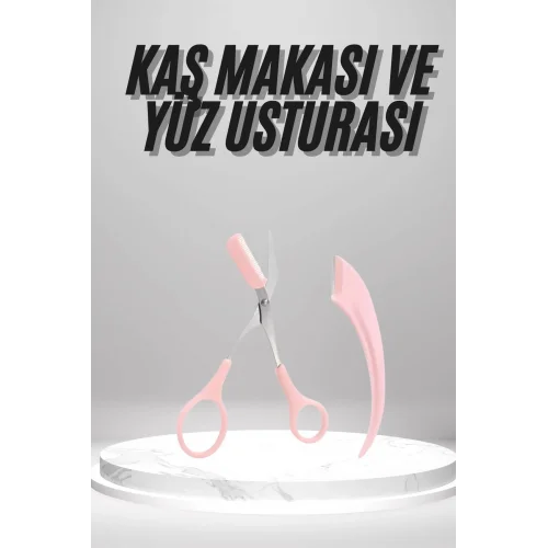 Mey İthalat® 2li Kaş Bakım Seti Taraklı Kaş Makası Ve Kaş Usturası Kaş Şekillendirici