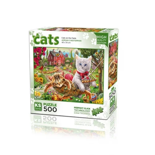 Mey İthalat® 20043 Kediler Çiftlikte 500 Parça Puzzle -KS Puzzle