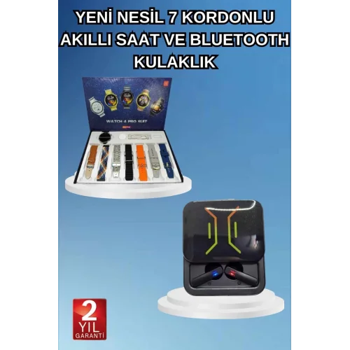Mey İthalat® 2025 Model Kablosuz Kulaklık ve Yeni Nesil Akıllı Saat Metal Kayış Plastik Kayış