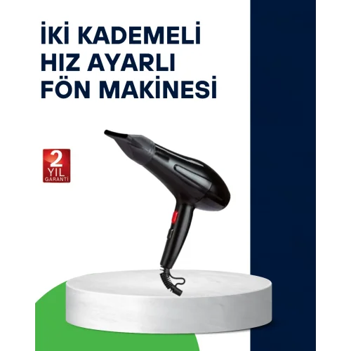 Mey İthalat® 2200W Saç Kurutma Makinesi Soğuk ve Sıcak Üfleme Fonksiyonlu