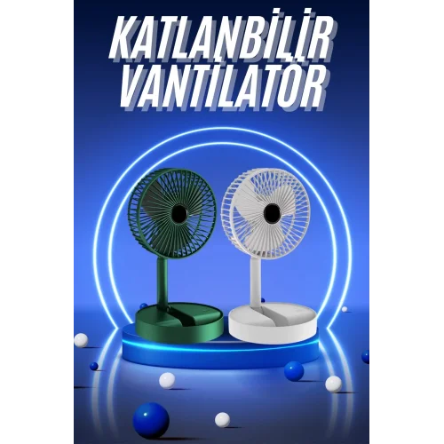 Mey İthalat® 3 Kademe Hız Ayarlı Vantilatör Telefon Standlı Şarjlı Katlanabilir Soğutucu Pervane