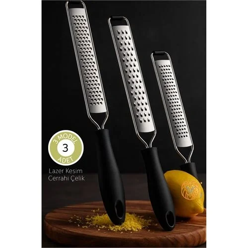 Mey İthalat® 3lü Profesyonel Çelik Rende Seti: Limon Peynir Çikolata Zester - Lazer Kesim Cerrahi Çelik