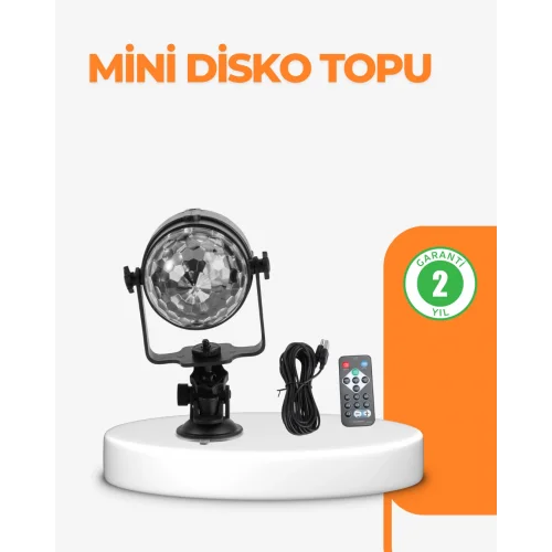 Mey İthalat® 3 Renk 7 Mod Döner Disko Topu Işık