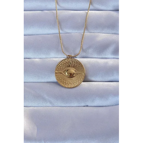 Mey İthalat® 316L Altın Renk İşlemeli Göz Kolye