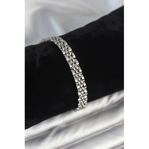 Mey İthalat® 316L Çelik 7 mm Kalınlıkta Gümüş Renkli Erkek Bileklik