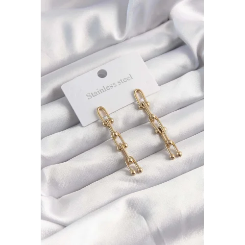 Mey İthalat® 316L Çelik Altın Renk Sallantılı Model Küpe