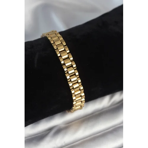 Mey İthalat® 316L Çelik Gold Renk 9 mm Kalınlık Erkek Bileklik