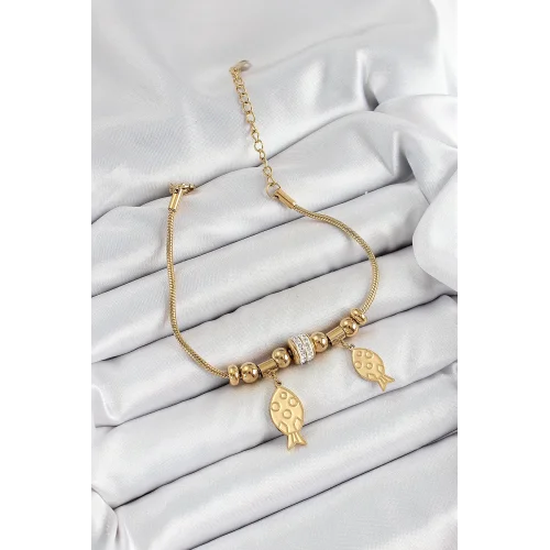 Mey İthalat® 316L Çelik Gold Renk Balık Model Kadın Bileklik