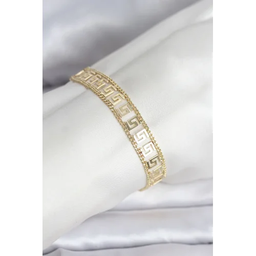 Mey İthalat® 316L Çelik Gold Renk Labirent Model Kadın Bileklik