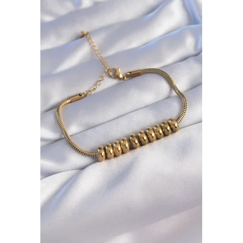 Mey İthalat® 316L Çelik Gold Renk Oval Figürlü Bileklik