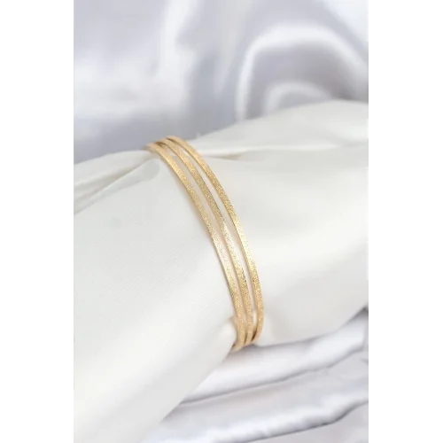 Mey İthalat® 316L Çelik Gold Renk Simli Model Ajda 65 mm Kadın Bileklik