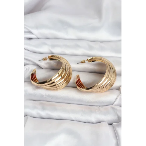 Mey İthalat® 316L Çelik Gold Renk Yarım Halka Model Kadın Küpe