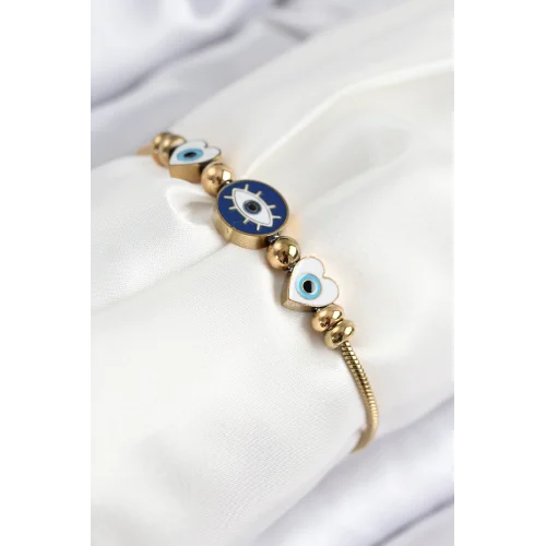 Mey İthalat® 316L Çelik Göz Charm Model Gold Renk Kadın Bileklik