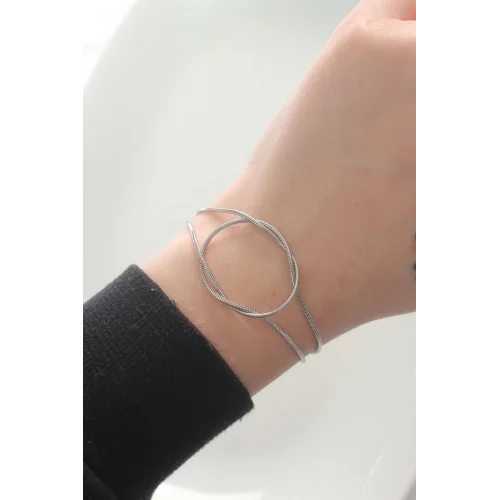 Mey İthalat® 316L Çelik Gümüş Renk Düğüm Model Bileklik