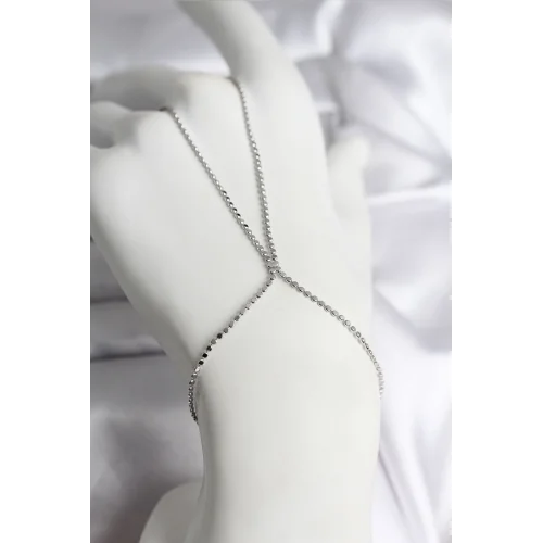 Mey İthalat® 316L Çelik Gümüş Renk Ezme Zincir Model Kadın Şahmeran