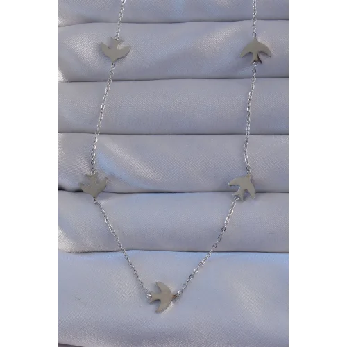 Mey İthalat® 316L Çelik Gümüş Renk Kuş Model Kolye