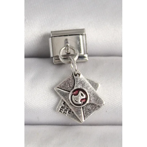 Mey İthalat® 316L Çelik Gümüş Renk Mektup Model Nomination Charm