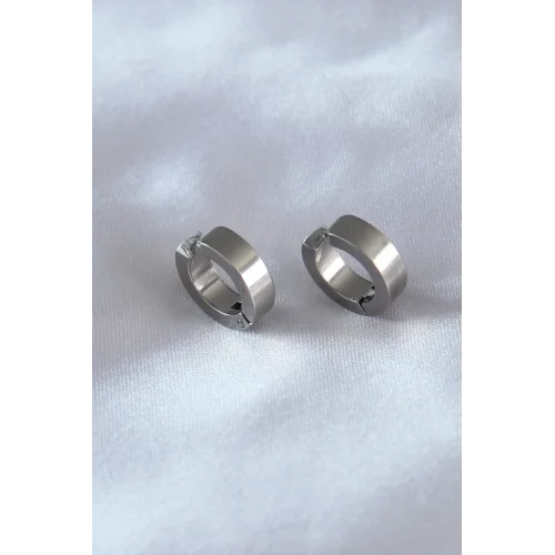 Mey İthalat® 316L Çelik Gümüş Renk Sıkıştırmalı Erkek Küpe