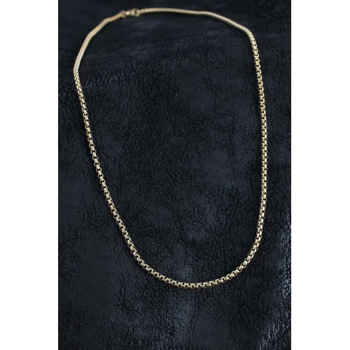 Mey İthalat® 316L Çelik Örme Zincir Model Gold Renk Erkek Kolye