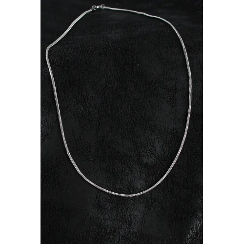 Mey İthalat® 316L Çelik Örme Zincir Model Gümüş Renk Erkek Kolye