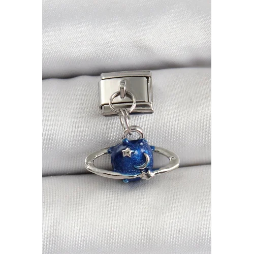 Mey İthalat® 316L Çelik Sallantılı Satürn Model Gümüş Renk Nomination Charm