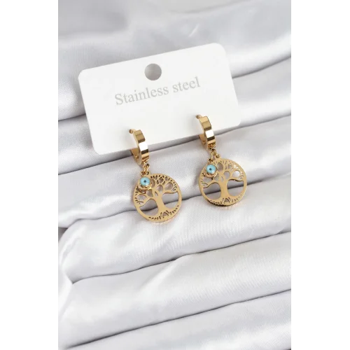 Mey İthalat® 316L Çelik Yaşam Ağacı Model Kadın Küpe