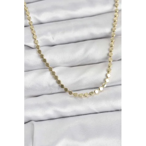 Mey İthalat® 316L Çelik Zincir Gold Renk Ezme Zincir Model  45 cm Kadın Kolye