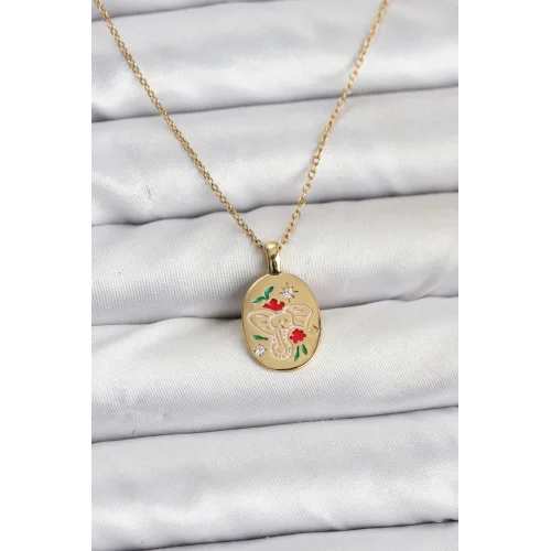 Mey İthalat® 316L Çelik Zincir Gold Renk Fil Figürlü Kadın Kolye