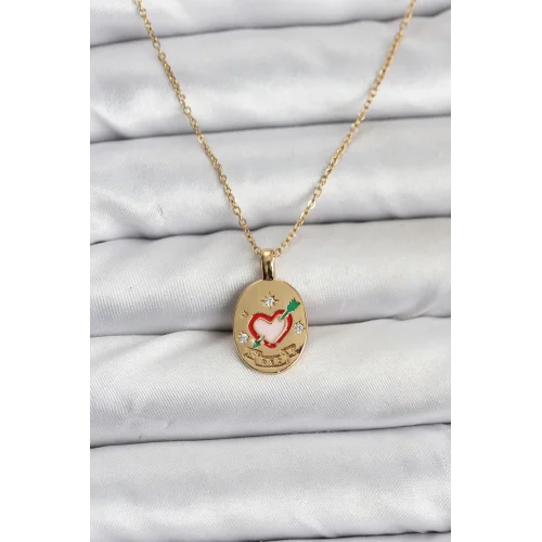 Mey İthalat® 316L Çelik Zincir Gold Renk Kalp Figürlü Kadın Kolye