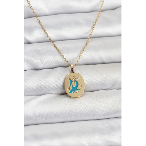 Mey İthalat® 316L Çelik Zincir Gold Renk Shark Figür Kadın Kolye