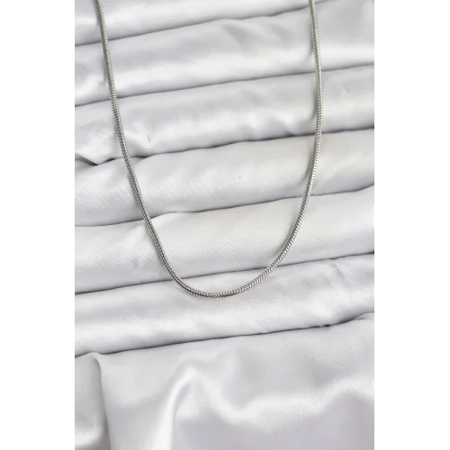 Mey İthalat® 316L Çelik Zincir Gümüş Renk 60 cm Yılan Zincir Kadın Kolye